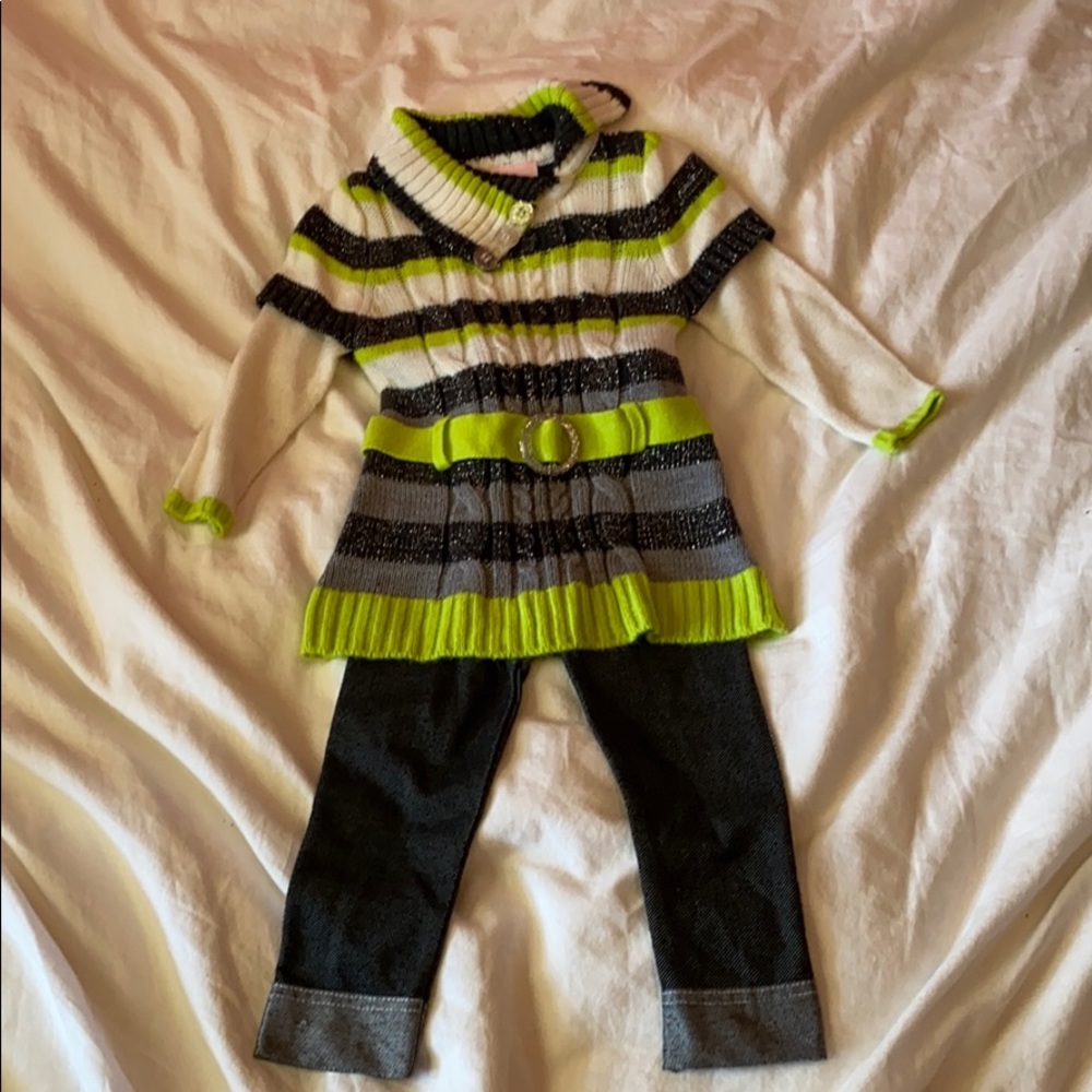 Glittery striped sweater and jegging pants set